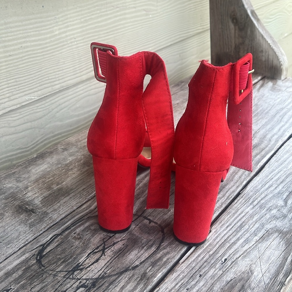 AND Red High Stiletto Heels with Bow - Picture 6 of 9